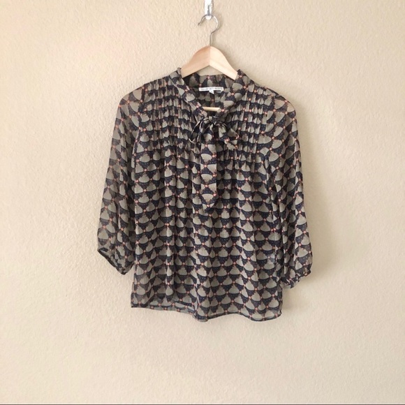 Collective concepts printed floral neck tie top - Picture 1 of 4